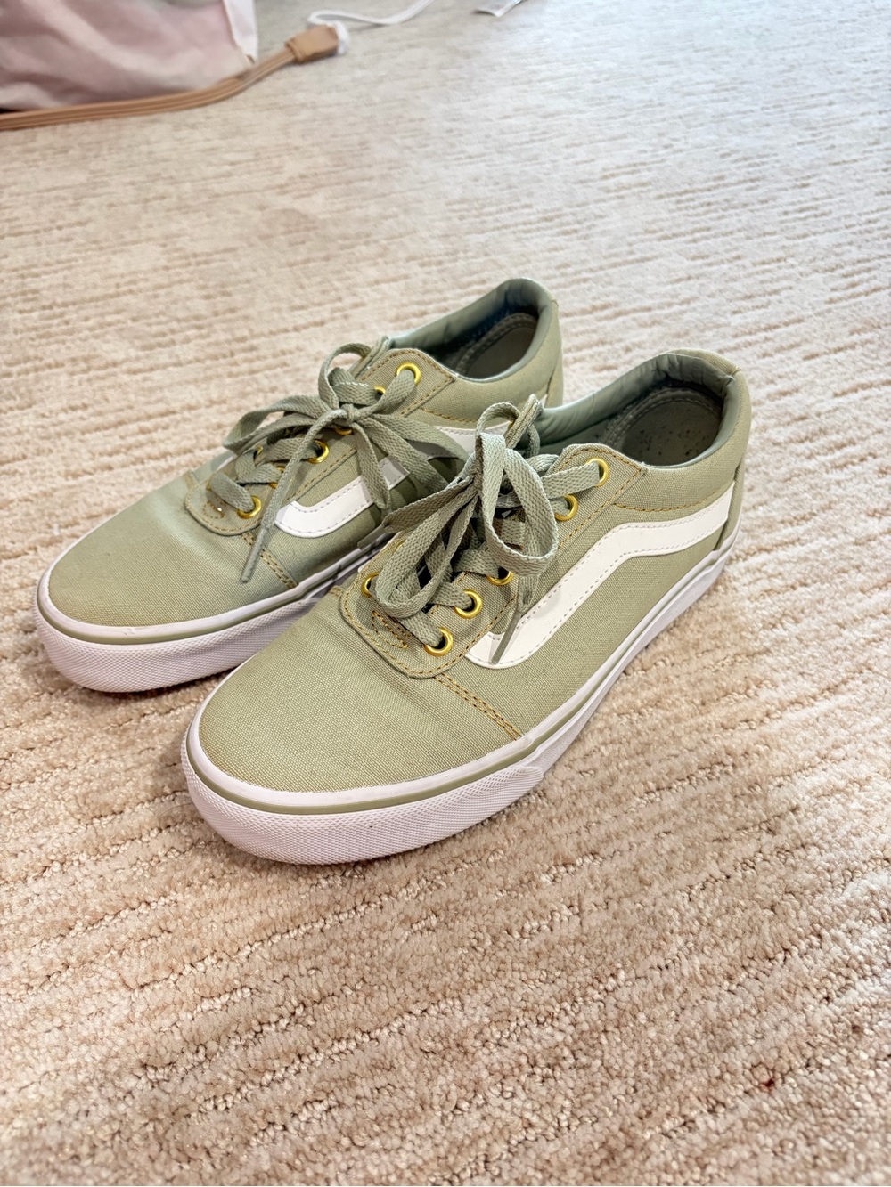 Vans Olive Green and White Old Skool Sneakers